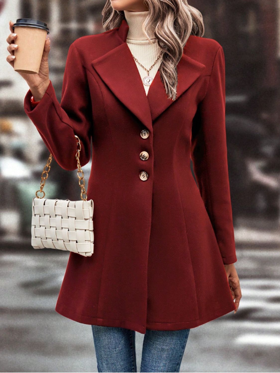 Collared Neck Button Up Long Sleeve CoatFeatures: Buttoned
Thickness: Normal
Body: Not lined
Material composition: 95% polyester, 5% spandex
Care instructions: Machine wash cold. Tumble dry low.
Imported
PCollared Neck ButtonCollared Neck Button