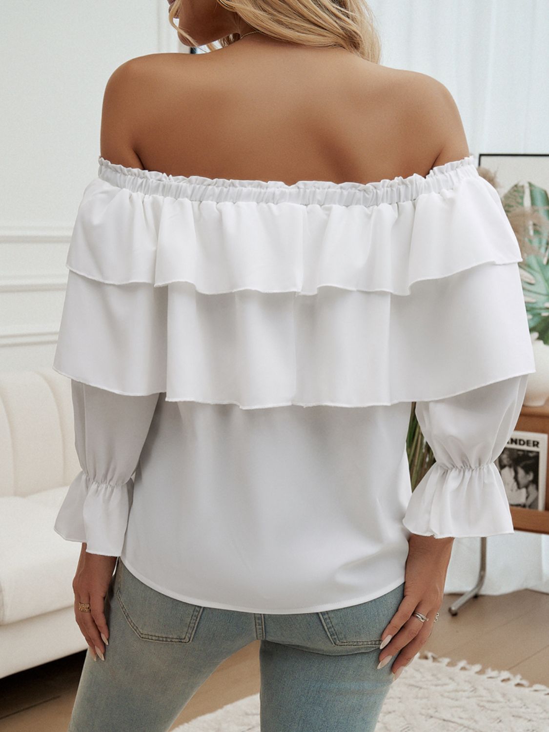 Devine Off-Shoulder Flounce Sleeve BlouseFeatures: Drawstring, Ruffled
Sheer: Opaque
Stretch: No stretch
Material composition: 100% polyester
Care instructions: Machine wash cold. Tumble dry low.
Imported
P-Shoulder Flounce Sleeve BlouseTee Shirt-Shoulder Flounce Sleeve Blouse