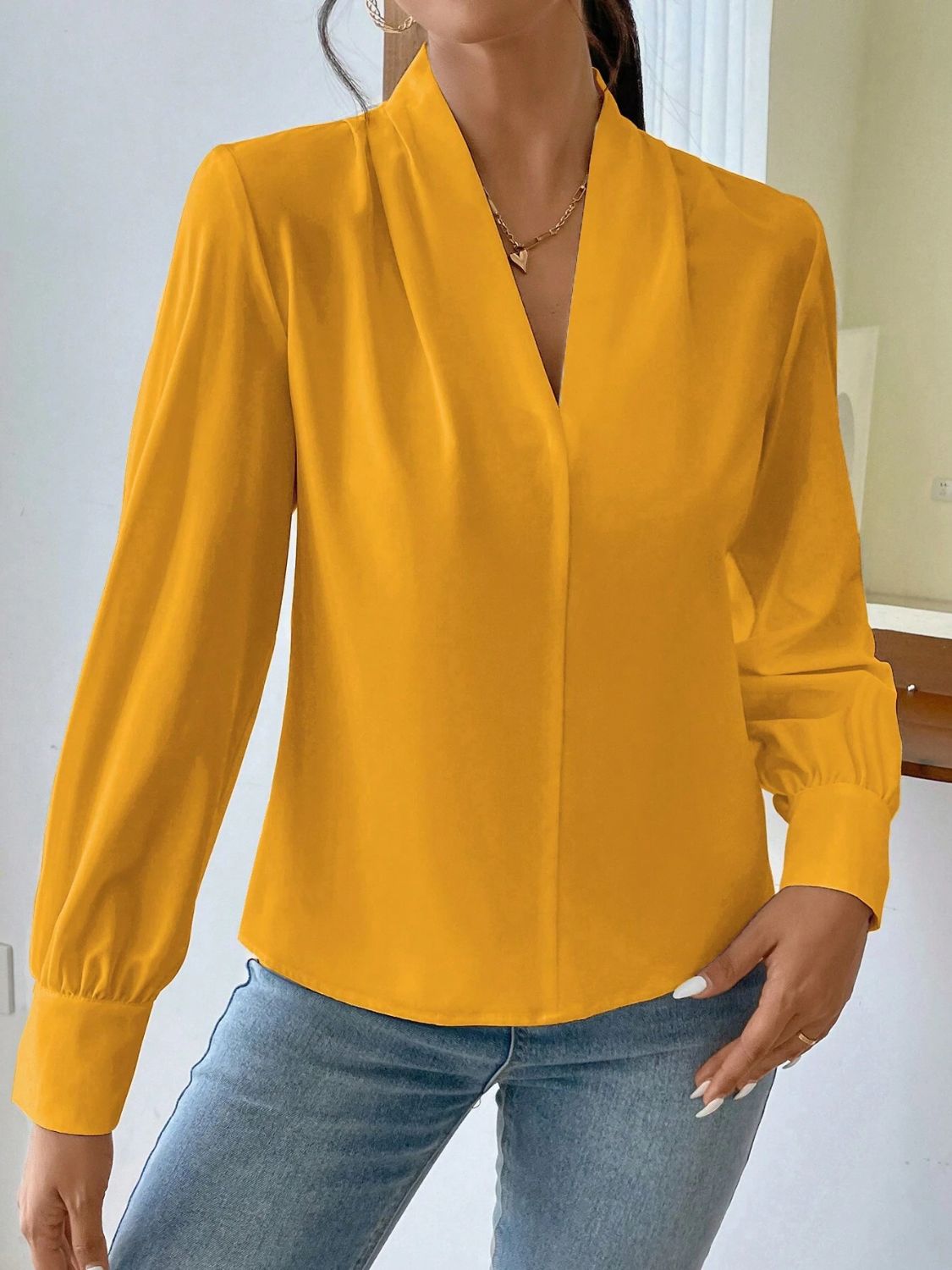 V Neck Long Sleeve TopFeatures: Basic style
Sheer: Opaque
Stretch: No stretch
Material composition: 100% polyester
Care instructions: Machine wash cold. Tumble dry low.
Imported
Product MNeck Long Sleeve TopTee ShirtNeck Long Sleeve Top