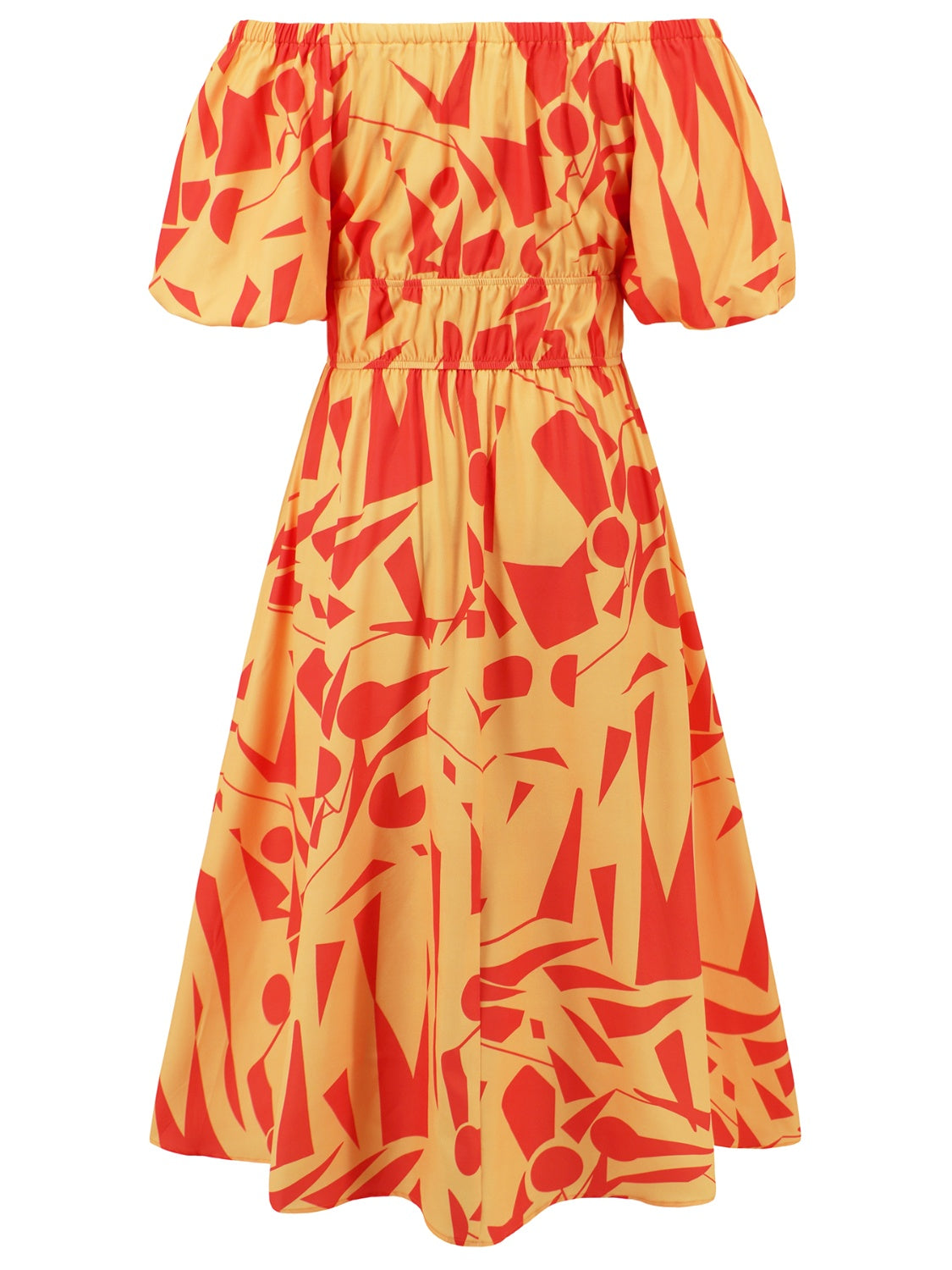 Printed Off-Shoulder Balloon Sleeve Dress