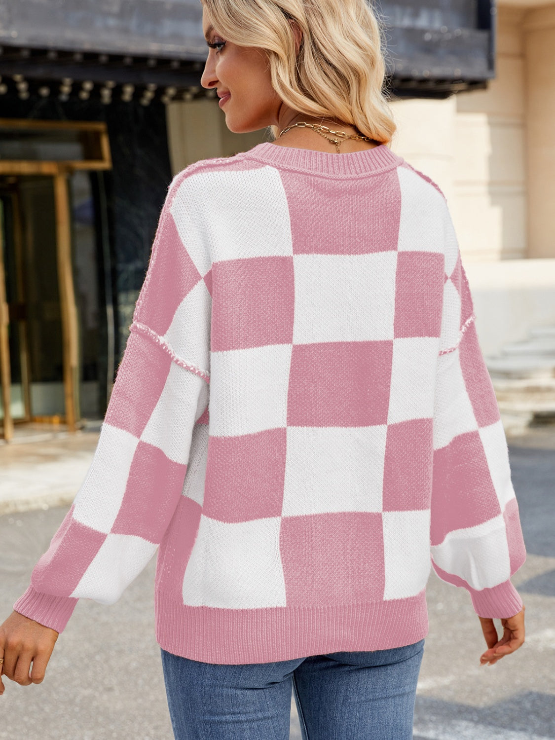 Checkered Round Neck Long Sleeve SweaterFeatures: Basic style
Stretch: Slightly stretchy
Material composition: 100% acrylic
Care instructions: Machine wash cold. Tumble dry low.
Imported
Product MeasuremenCheckered Round Neck Long Sleeve SweaterCoatsCheckered Round Neck Long Sleeve Sweater