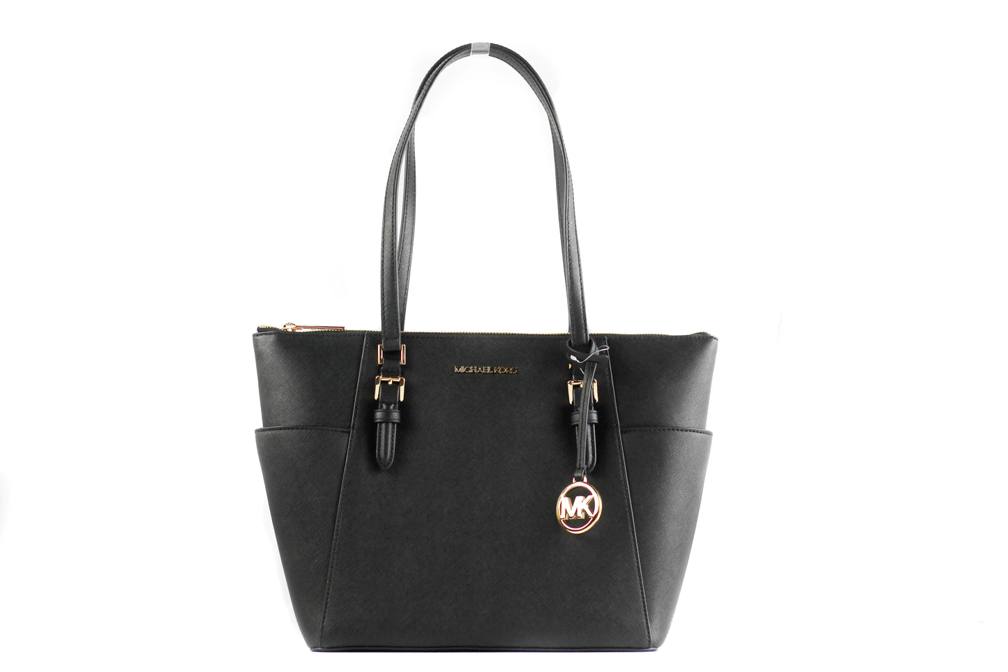 Michael Kors Charlotte Handbag Tote – Black Solid & LeatherElevate your style with the Michael Kors Charlotte Handbag Tote in Black Solid. Made from PVC and leather, it features an MK logo on the front, zip closure, exteriorMichael Kors Charlotte Handbag Tote – Black Solid PVC & LeatherMichael Kors Charlotte Handbag Tote – Black Solid PVC & Leather