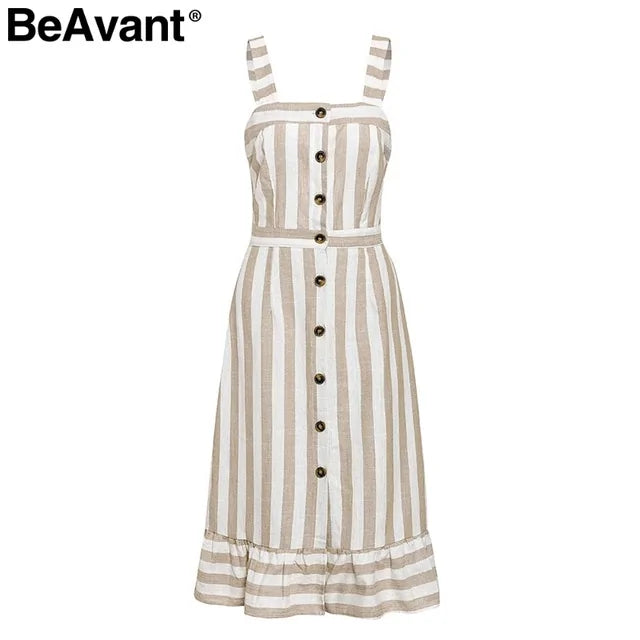 BeAvant Casual striped linen cotton dress women Button strap beach sumSummer Style Elevate your summer wardrobe with our striped linen cotton dress. Perfect for casual outings or beach days, its button strap and backless design exude aBeAvant Casual striped linen cotton dress women Button strap beach summer dress 2019 Sexy backless midi ladies dresses vestidosBeAvant Casual striped linen cotton dress women Button strap beach summer dress 2019 Sexy backless midi ladies dresses vestidos