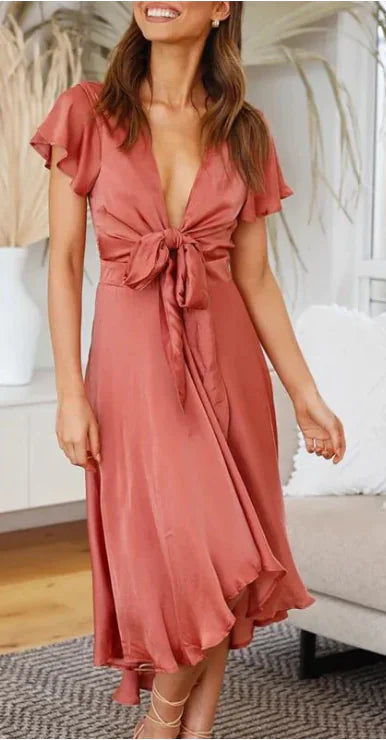 Summer Women's V-neck Irregular Dress