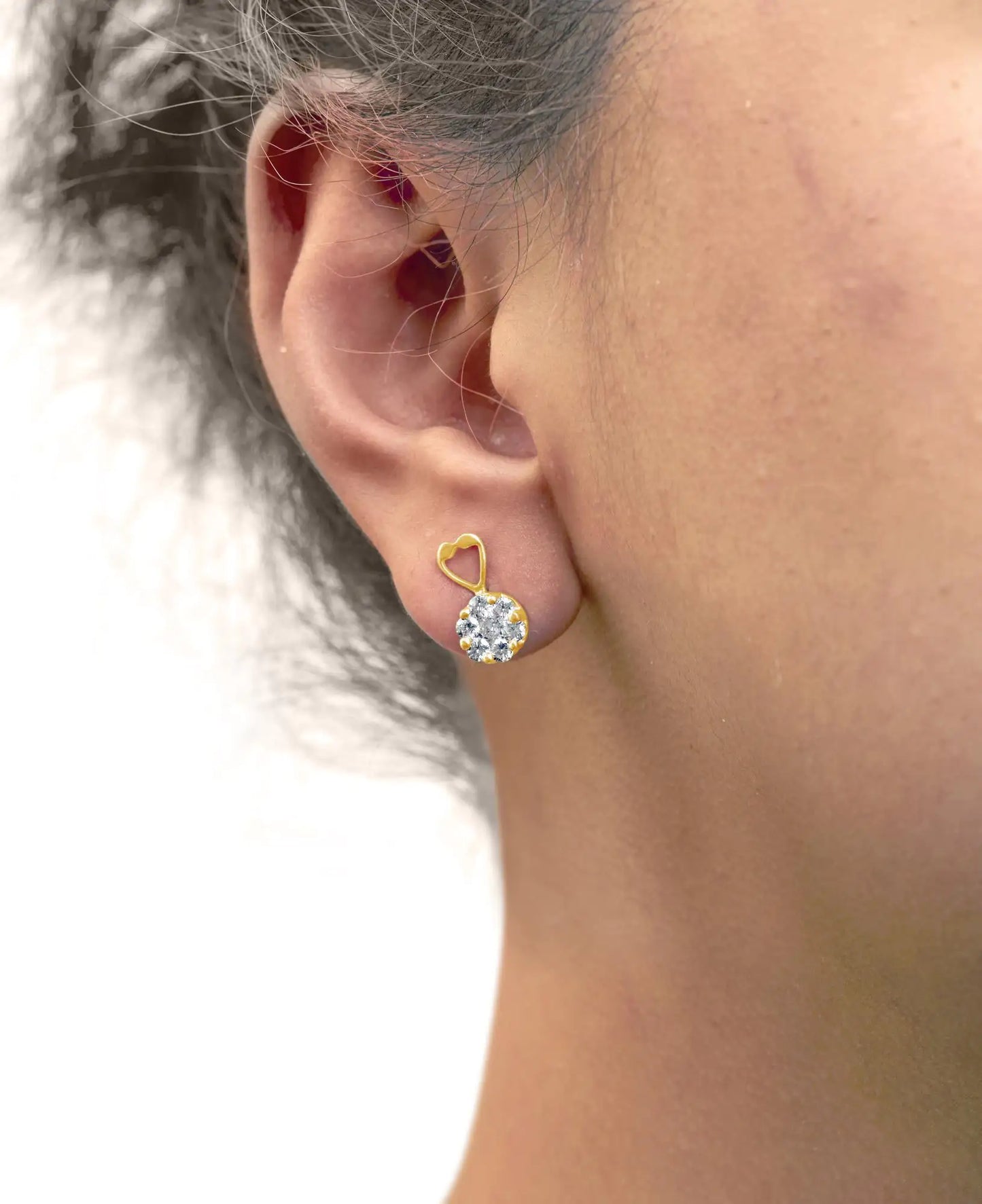 14K Yellow Gold 1ct. TDW Round-cut Diamond Earrings (I-J,SI2-I1)Every piece of jewelry has a little story behind it and define yours with these exquisite earrings. Created with 14 karats yellow gold, the earrings feature heart ac14K Yellow Gold 1ct14K Yellow Gold 1ct