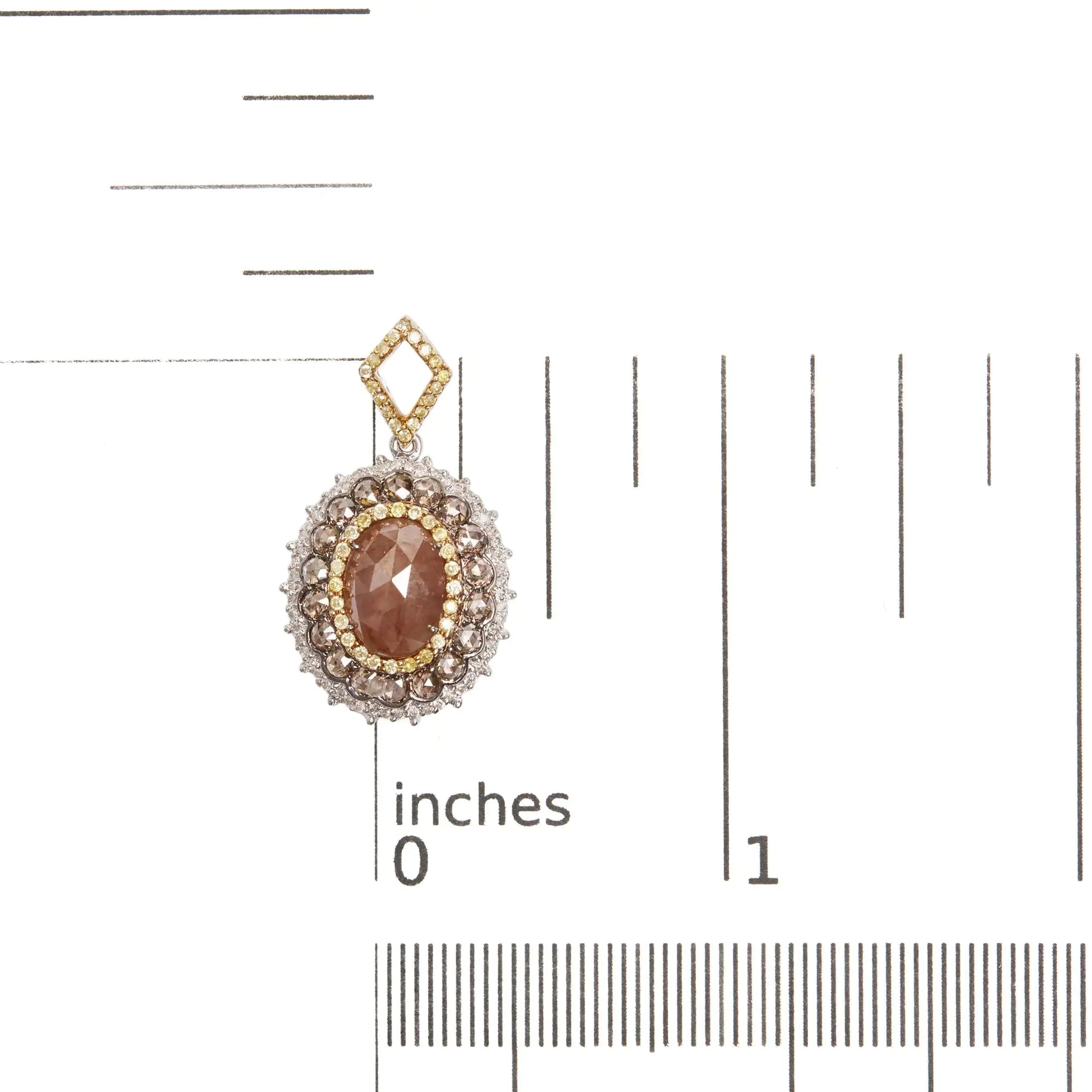 14K White Gold 3.00 Cttw Rose Cut Fancy Colored Diamond Triple Halo 18Introducing a mesmerizing masterpiece that encapsulates elegance and allure. Crafted in 14K white gold, this pendant necklace features a remarkable 3.00 carat total 14K White Gold 314K White Gold 3