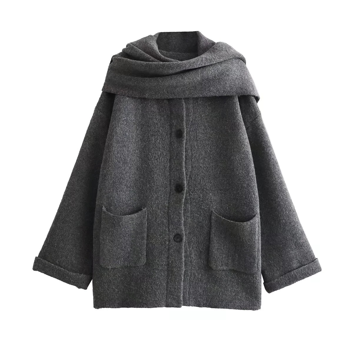 Chic 3-Color Knit Coat Set with Cozy Scarf - Perfect for Stylish LayerIntroducing our stylish and versatile jacket with scarf, perfect for the modern individual looking to elevate their wardrobe. Crafted from high-quality polyester fibChic 3-Color Knit Coat SetCoatsChic 3-Color Knit Coat Set