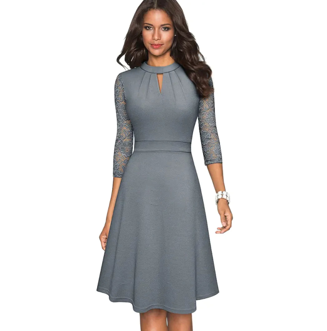 Stand-Up Collar A-Line Swing Dress