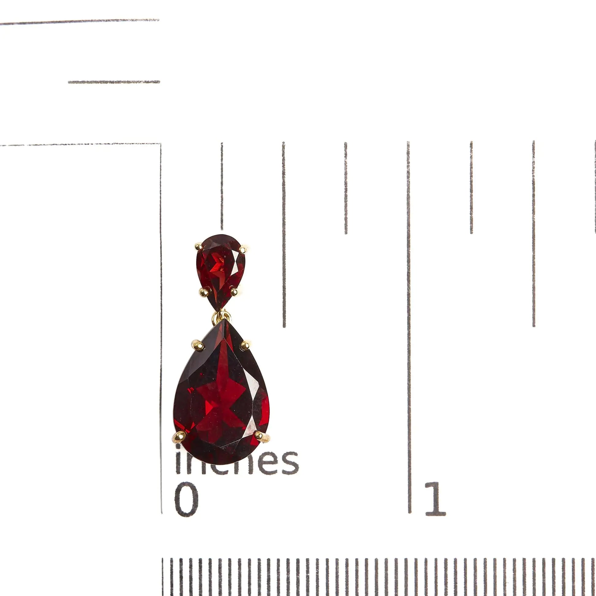 Red Garnet Drop Earrings for Women - 10K Gold Plated Sterling Silver