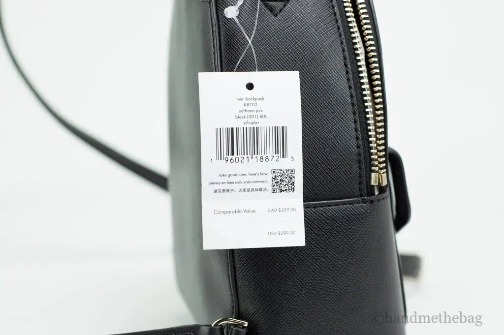 Kate Spade Schuyler Mini Black Saffiano PVC Leather Backpack