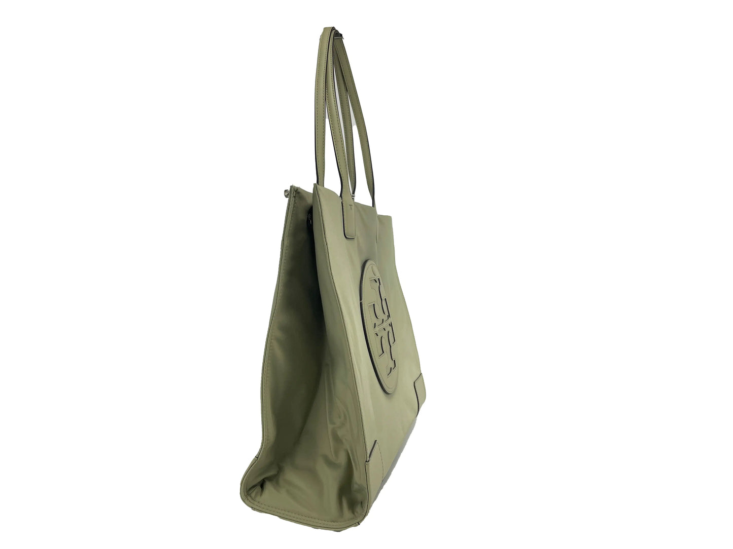 Tory Burch Ella Tote – Olive Spring Nylon with Leather Trim