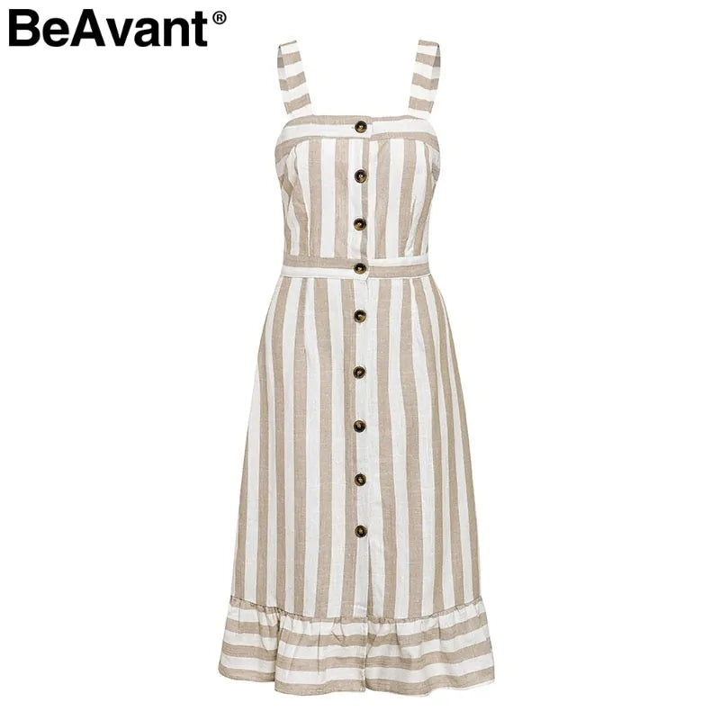 BeAvant Casual striped linen cotton dress women Button strap beach sumSummer Style Elevate your summer wardrobe with our striped linen cotton dress. Perfect for casual outings or beach days, its button strap and backless design exude aBeAvant Casual striped linen cotton dress women Button strap beach summer dress 2019 Sexy backless midi ladies dresses vestidosBeAvant Casual striped linen cotton dress women Button strap beach summer dress 2019 Sexy backless midi ladies dresses vestidos