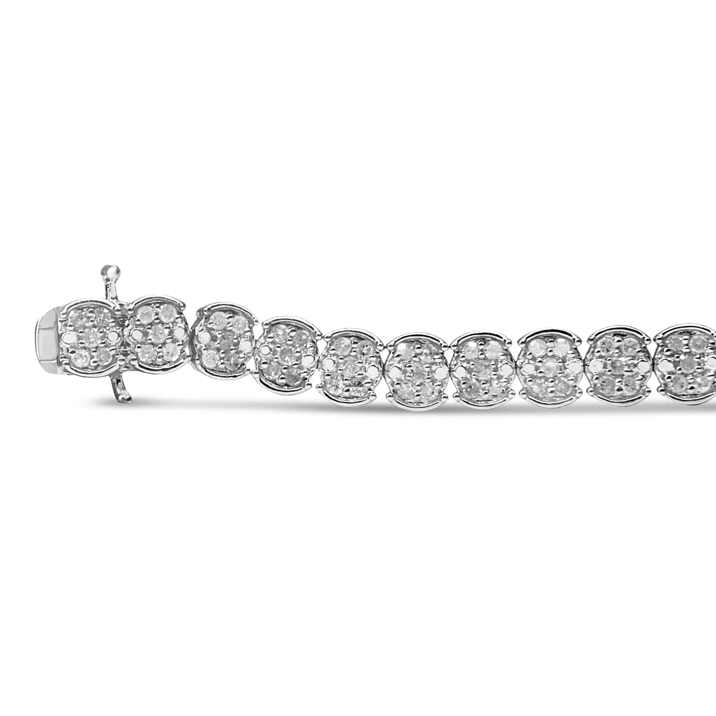 Sterling Silver Diamond Cluster Link BraceletA sparkling enchantment of diamonds creates glistening beauty in this cluster link bracelet. This bracelet radiates modern glamour, perfectly prepared with round diaSterling Silver Diamond Cluster Link BraceletSterling Silver Diamond Cluster Link Bracelet