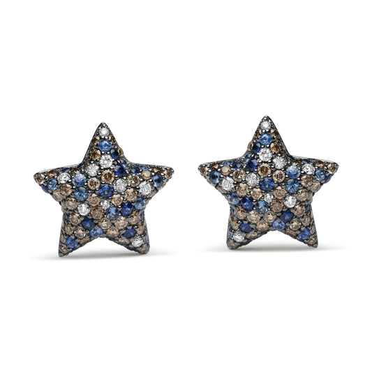 Black Rhodium Plated 18K White Gold 1.00 Cttw Diamond and Round Blue SGive your outfits the star treatment by pairing all of your favorite looks with these gorgeous black rhodium plated 18k white gold stud earrings. Showcasing a star sBlack Rhodium Plated 18K White Gold 1Black Rhodium Plated 18K White Gold 1