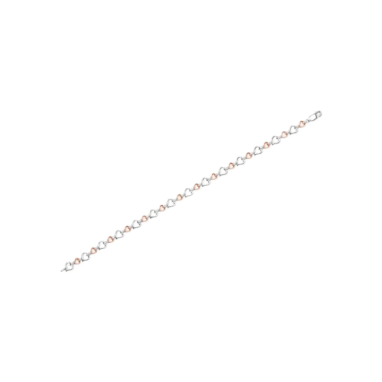 14K Rose Gold Plated .925 Sterling Silver 1/4 Cttw Diamond Heart Link Introducing a stunning and romantic piece of jewelry, perfect for showing your love and affection. This beautiful 14K rose gold plated sterling silver heart link bra14K Rose Gold Plated14K Rose Gold Plated