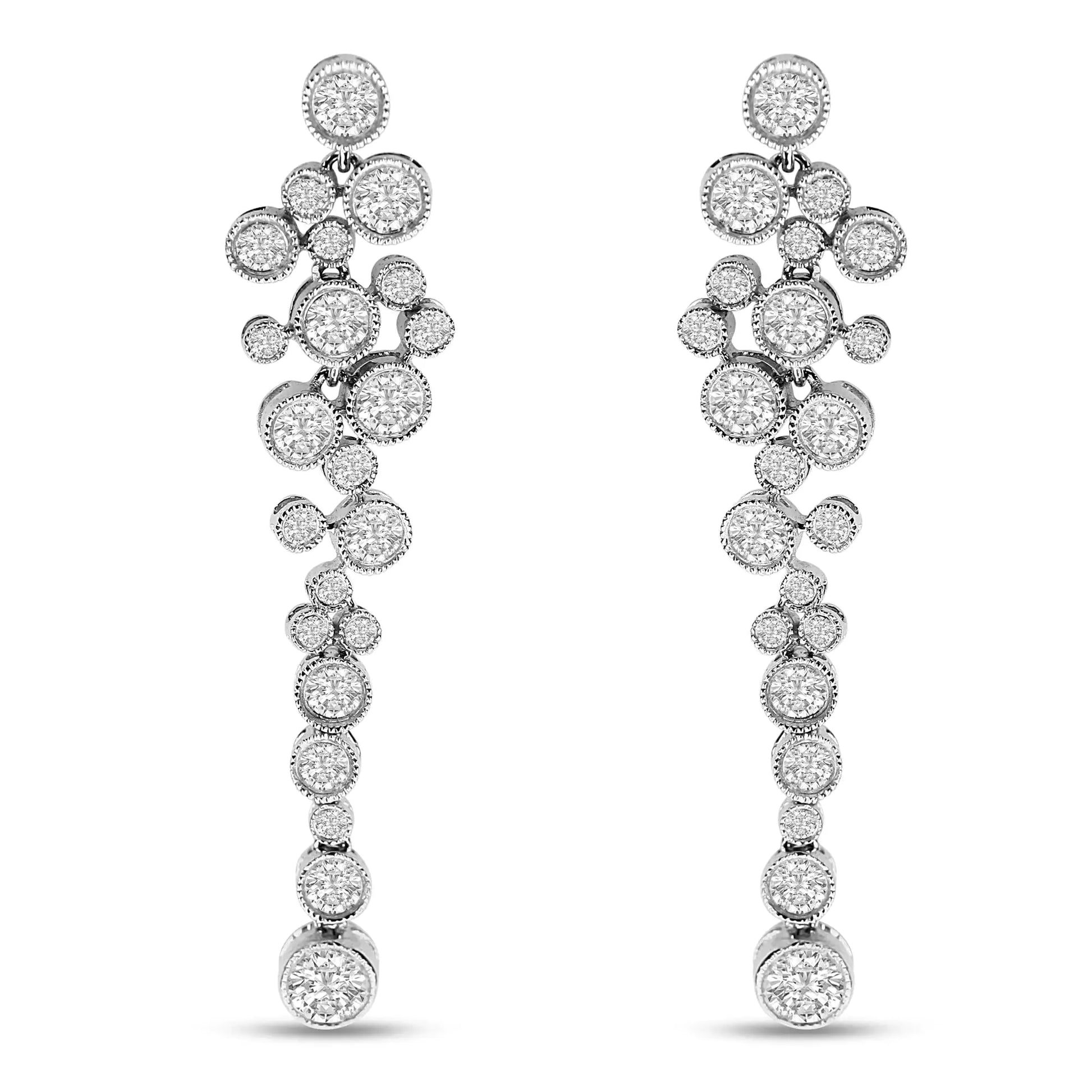 18K White Gold  Round Diamond Waterfall Drop Dangle Stud EarringsDrape yourself in the exquisite sparkle of these diamond waterfall earrings! A perfect statement piece for day or night, these dangle drop earrings are simply splend18K White Gold Round Diamond Waterfall Drop Dangle Stud EarringsEarrings18K White Gold Round Diamond Waterfall Drop Dangle Stud Earrings