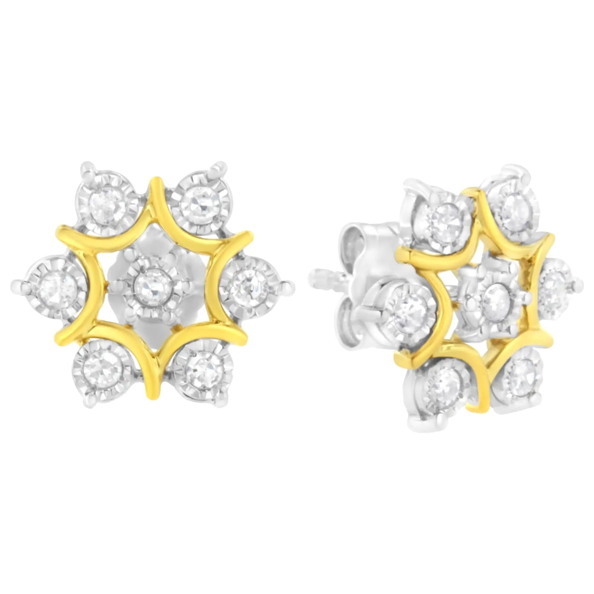 xquisite Fine Jewelry Collection - 10k Gold-Plated Diamond Snowflake Earrings | 1/4ct TDW