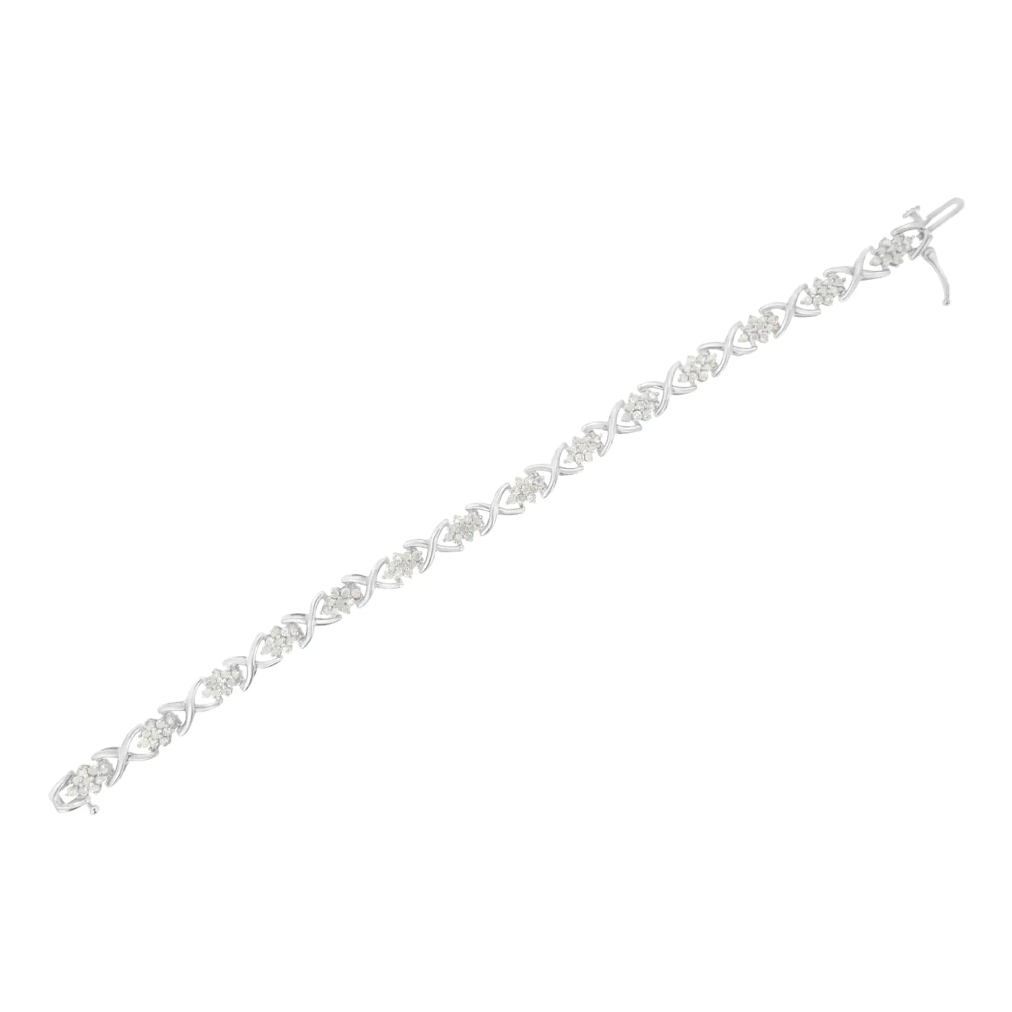 Sterling Silver Diamond Tennis Bracelet with X and O Design – Timeless Elegance and Sophistication