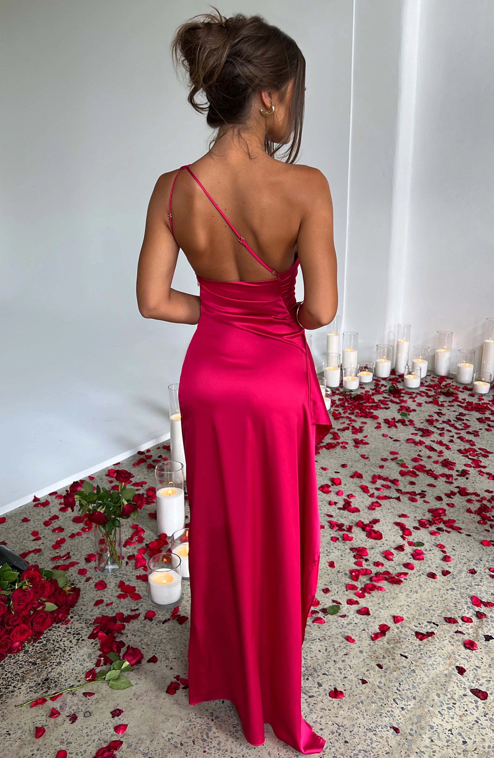 Satin One-Shoulder Sexy Prom Dresses