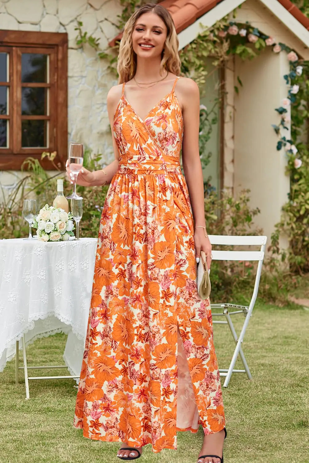 Summer V- Neckline Maxi Dress