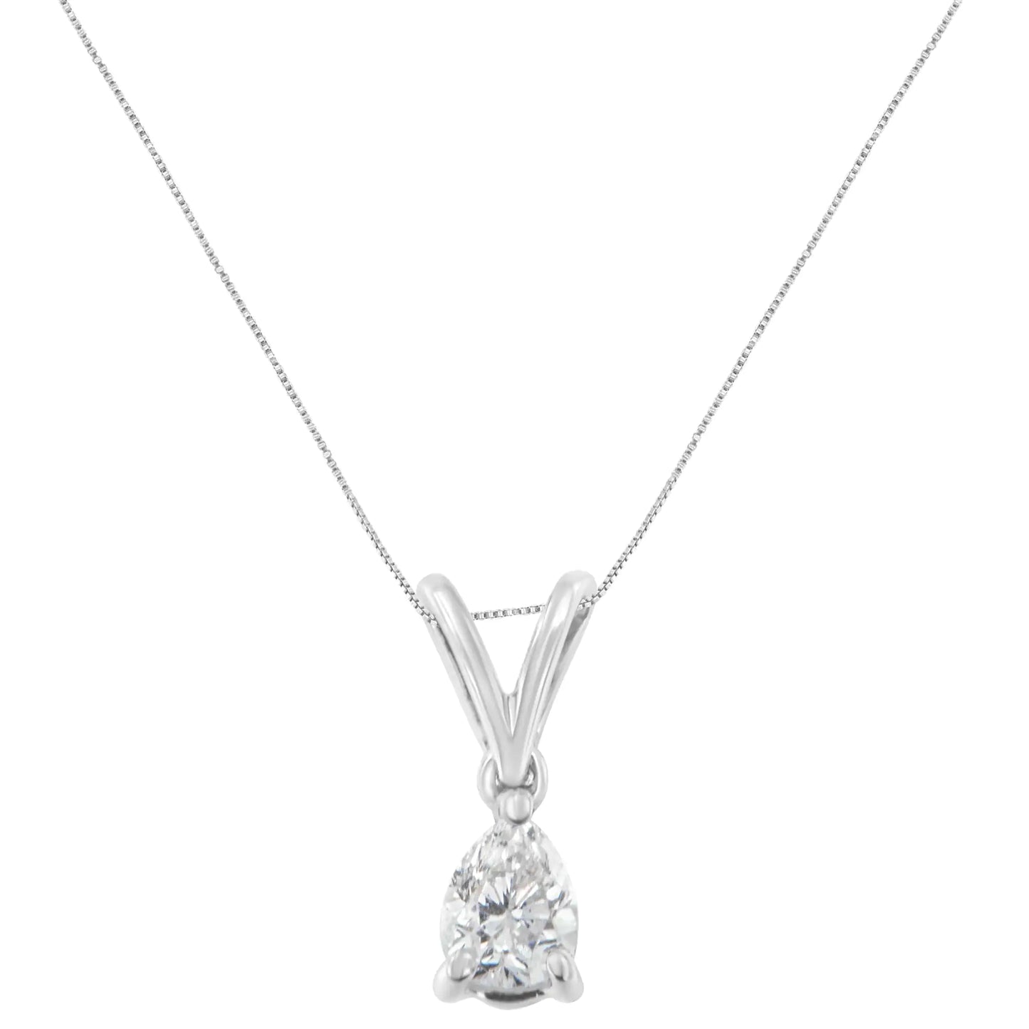 10K White Gold 1/5 cttw Diamond Pear Pendant Necklace (H-I, SI1-SI2)This classic design features a solitaire pear cut diamond hanging from a delicate chain. A timeless design to last a lifetime. It is crafted in 10 karat white gold a10K White Gold 15 cttw Diamond Pear Pendant Necklace Necklace10K White Gold 15 cttw Diamond Pear Pendant Necklace 