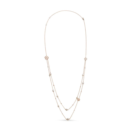 18K Rose Gold 1/2 Cttw Diamond and Freshwater Pearl Double Strand StatAdd a touch of elegance to your jewelry collection with this 18k rose gold double-strand station necklace. Featuring multi-sized Chinese freshwater cultured ivory pe18K Rose Gold 12 Cttw Diamond18K Rose Gold 12 Cttw Diamond