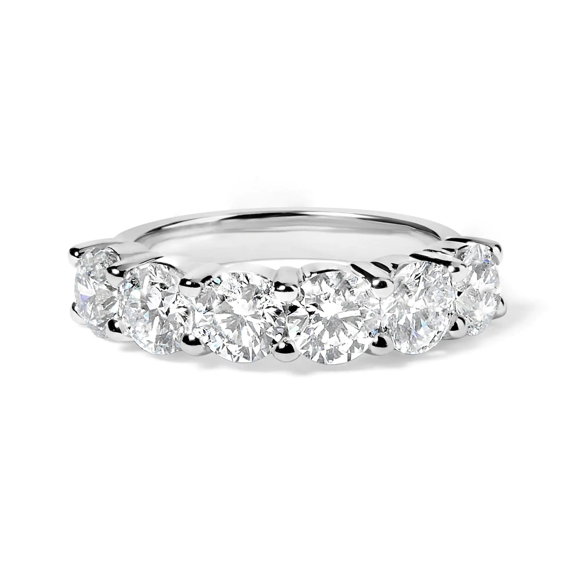 14K White Gold 3.0 Cttw Lab-Grown Diamond Shared Prong Set 6 Stone BanCelebrate love's eternal dance with this exquisite ring, a fusion of tradition and innovation. Six dazzling lab-grown diamonds, each a brilliant round cut, shine wit14K White Gold 3.0Rings14K White Gold 3.0