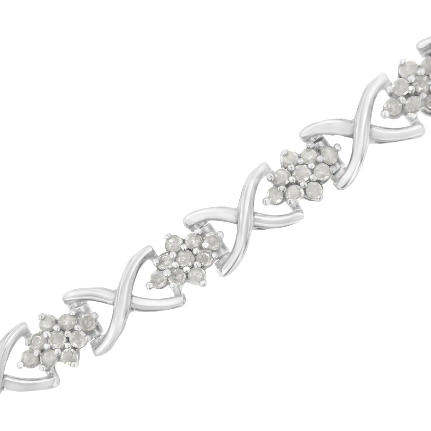 Sterling Silver Diamond Tennis Bracelet with X and O Design – Timeless Elegance and Sophistication