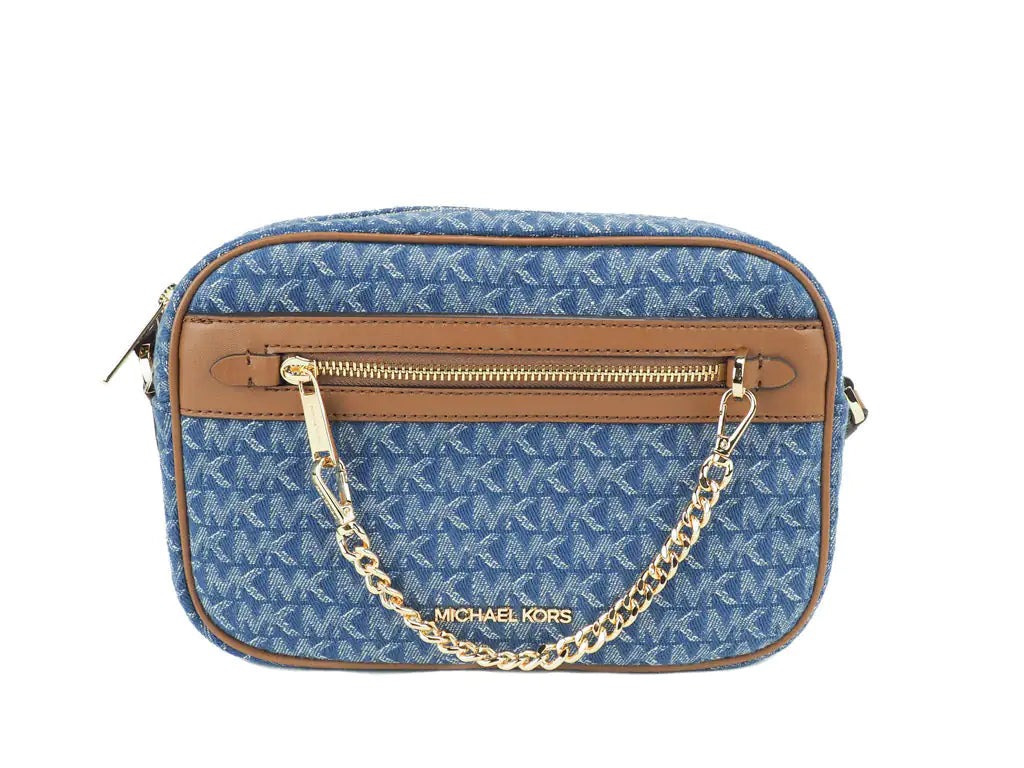 Michael Kors Jet Set Large East West Crossbody Bag – Denim with LeatheDiscover the stylish Michael Kors Jet Set Large East West Crossbody Bag in Denim Multi. Featuring a denim body with leather trim, it offers a zip pocket with chain aMichael Kors Jet Set Large East West Crossbody Bag – DenimMichael Kors Jet Set Large East West Crossbody Bag – Denim