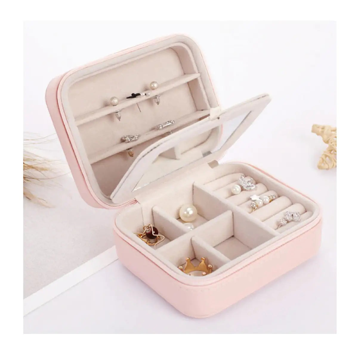 Cool Jewels A Palm Sized Compact Jewelry BoxGood things come in small packages, just like this Cool Jewels Jewelry Box!

Keep your precious jewelry safe and close at hand. Designed to fit in your palm, this coPalm Sized Compact Jewelry BoxJewelry BoxPalm Sized Compact Jewelry Box