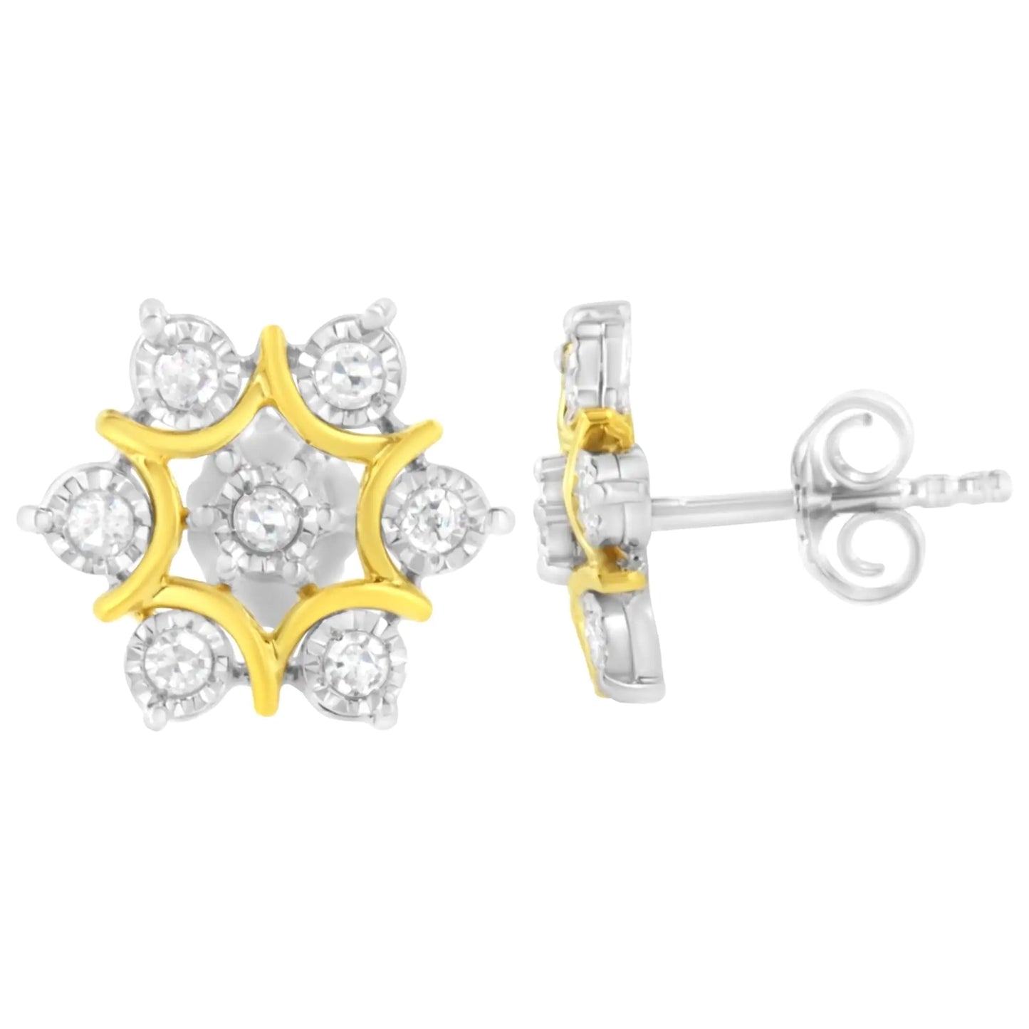 xquisite Fine Jewelry Collection - 10k Gold-Plated Diamond Snowflake Earrings | 1/4ct TDW