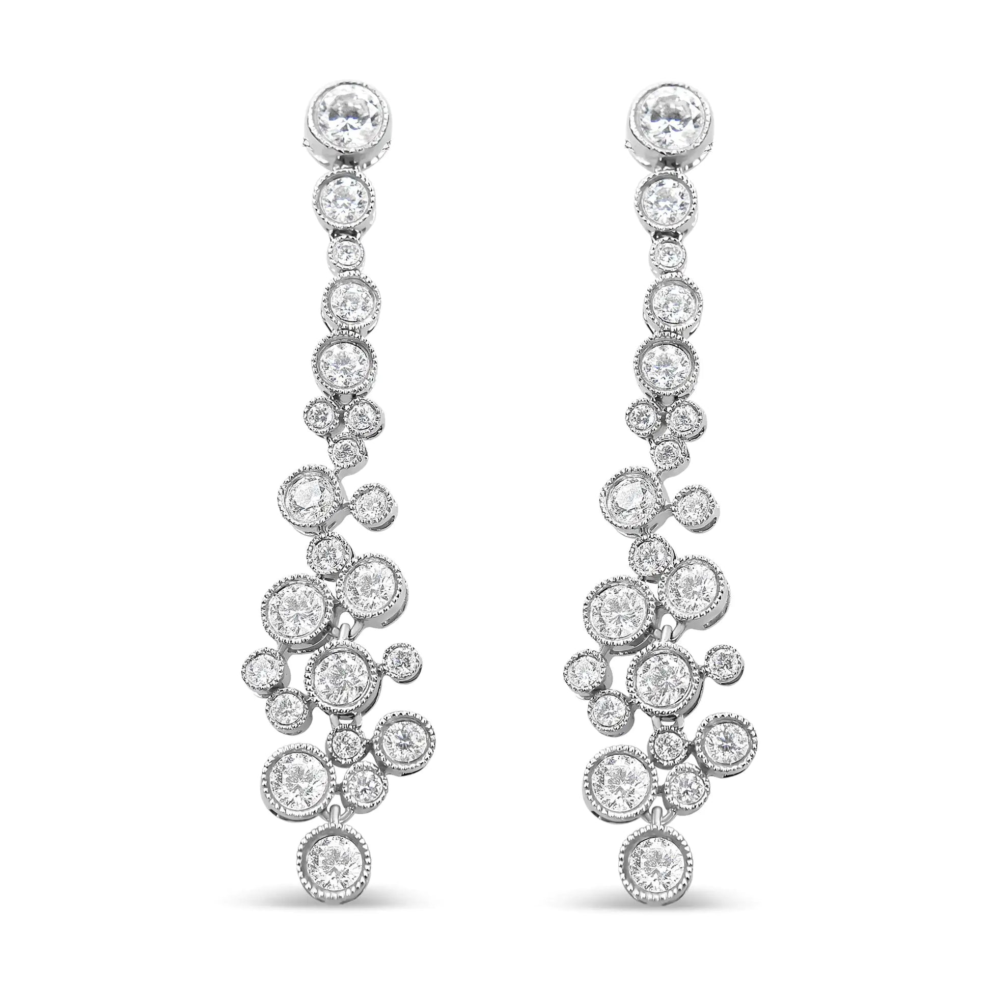 18K White Gold  Round Diamond Waterfall Drop Dangle Stud EarringsDrape yourself in the exquisite sparkle of these diamond waterfall earrings! A perfect statement piece for day or night, these dangle drop earrings are simply splend18K White Gold Round Diamond Waterfall Drop Dangle Stud EarringsEarrings18K White Gold Round Diamond Waterfall Drop Dangle Stud Earrings