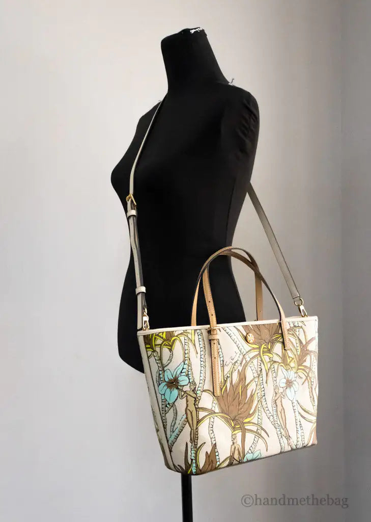 Tory Burch Emerson Small Climbing Palms Printed Canvas Tote Handbag