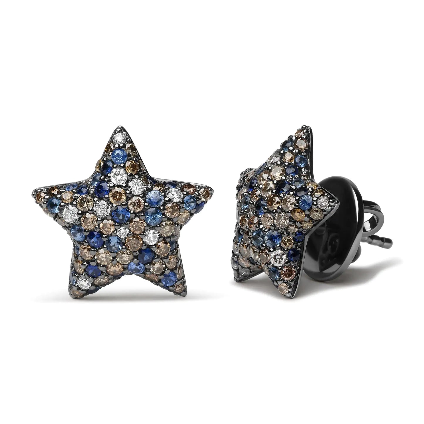 Black Rhodium Plated 18K White Gold 1.00 Cttw Diamond and Round Blue SGive your outfits the star treatment by pairing all of your favorite looks with these gorgeous black rhodium plated 18k white gold stud earrings. Showcasing a star sBlack Rhodium Plated 18K White Gold 1Black Rhodium Plated 18K White Gold 1