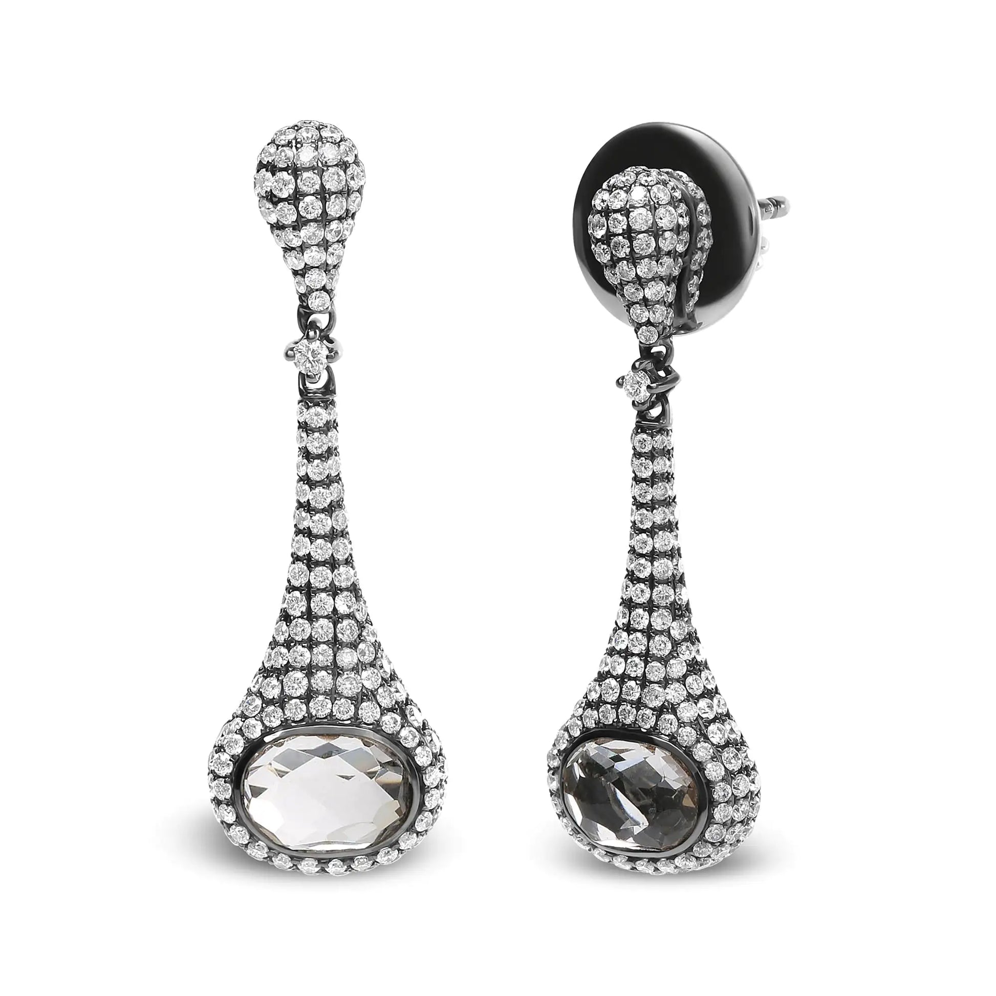 Black Rhodium Plated 18K White Gold 1 3/8 Cttw Round Pave Diamonds andDramatically glamorous, these dangle drop earrings make a magical accessory for your eveningwear attire or anytime you wish to make a statement. Made from black rhodBlack Rhodium Plated 18K White Gold 1 38 Cttw Round Pave DiamondsBlack Rhodium Plated 18K White Gold 1 38 Cttw Round Pave Diamonds