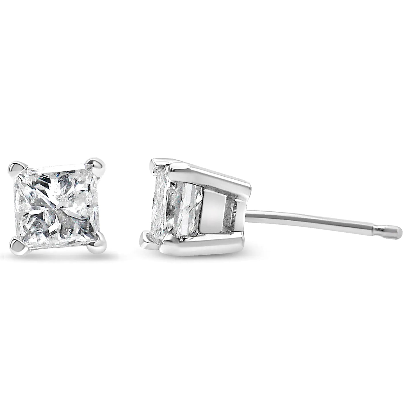 14K White Gold Princess-Cut Diamond Stud Earrings – 0.50 CTTWTimeless and elegant, these 14K White Gold Princess-Cut Diamond Stud Earrings are a must-have for any jewelry collection. Featuring 0.50 carat total weight of stunni14K White Gold Princess-Cut Diamond StudEarrings14K White Gold Princess-Cut Diamond Stud