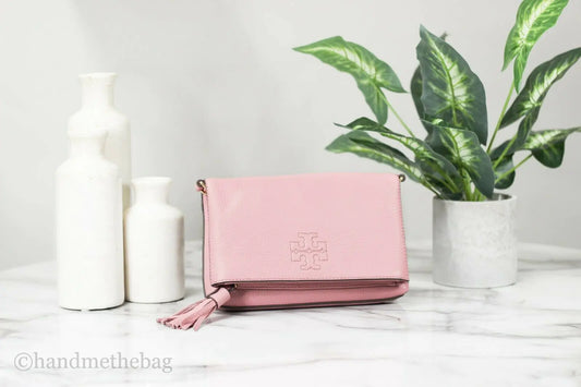 Tory Burch Thea Mini Pink Magnolia Foldover Crossbody Bag