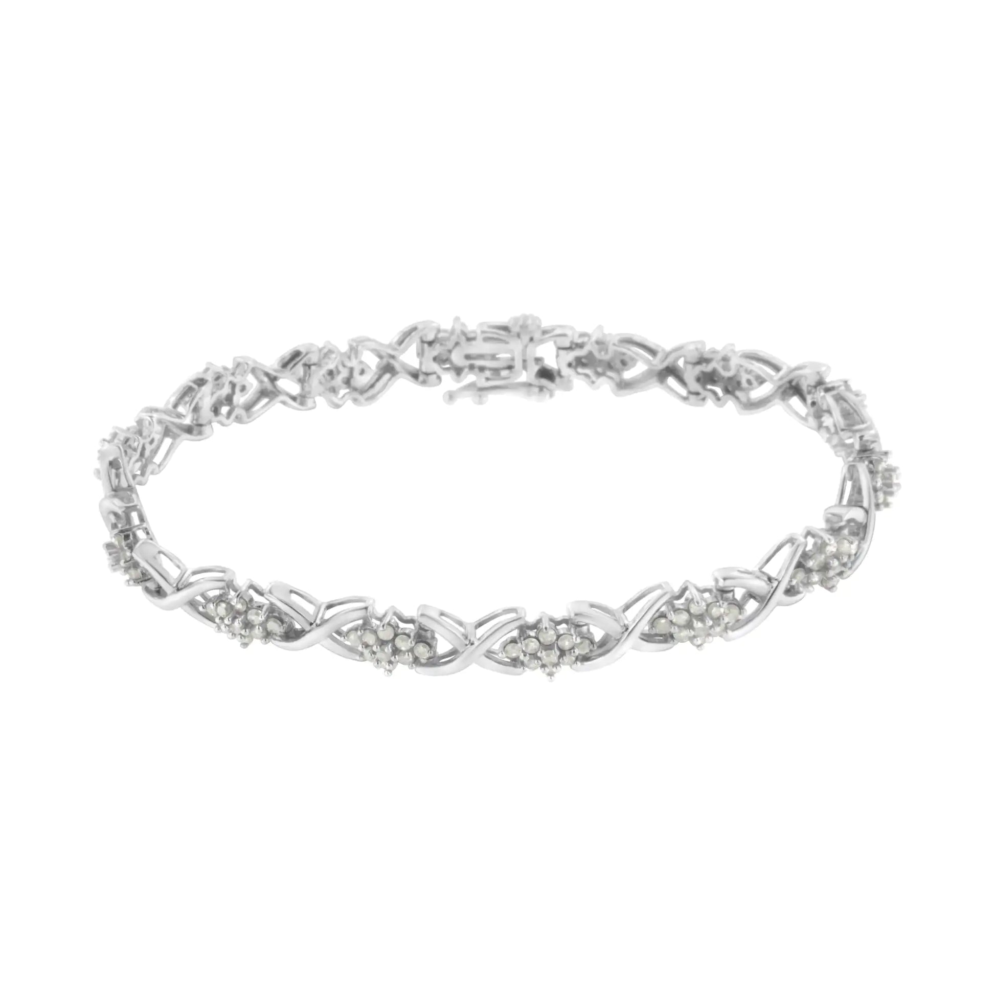 Sterling Silver Diamond Tennis Bracelet with X and O Design – Timeless Elegance and Sophistication