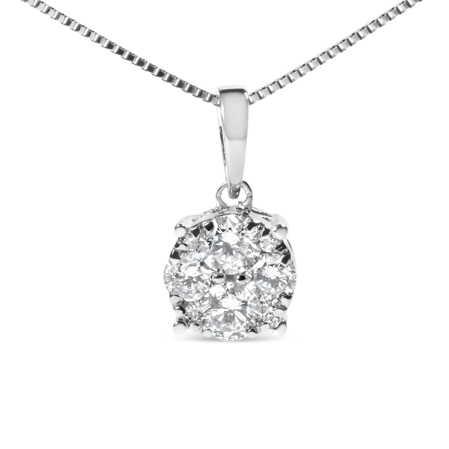 14K White Gold Diamond Pendant Necklace with lab-grown diamonds, 0.5 CTTW.