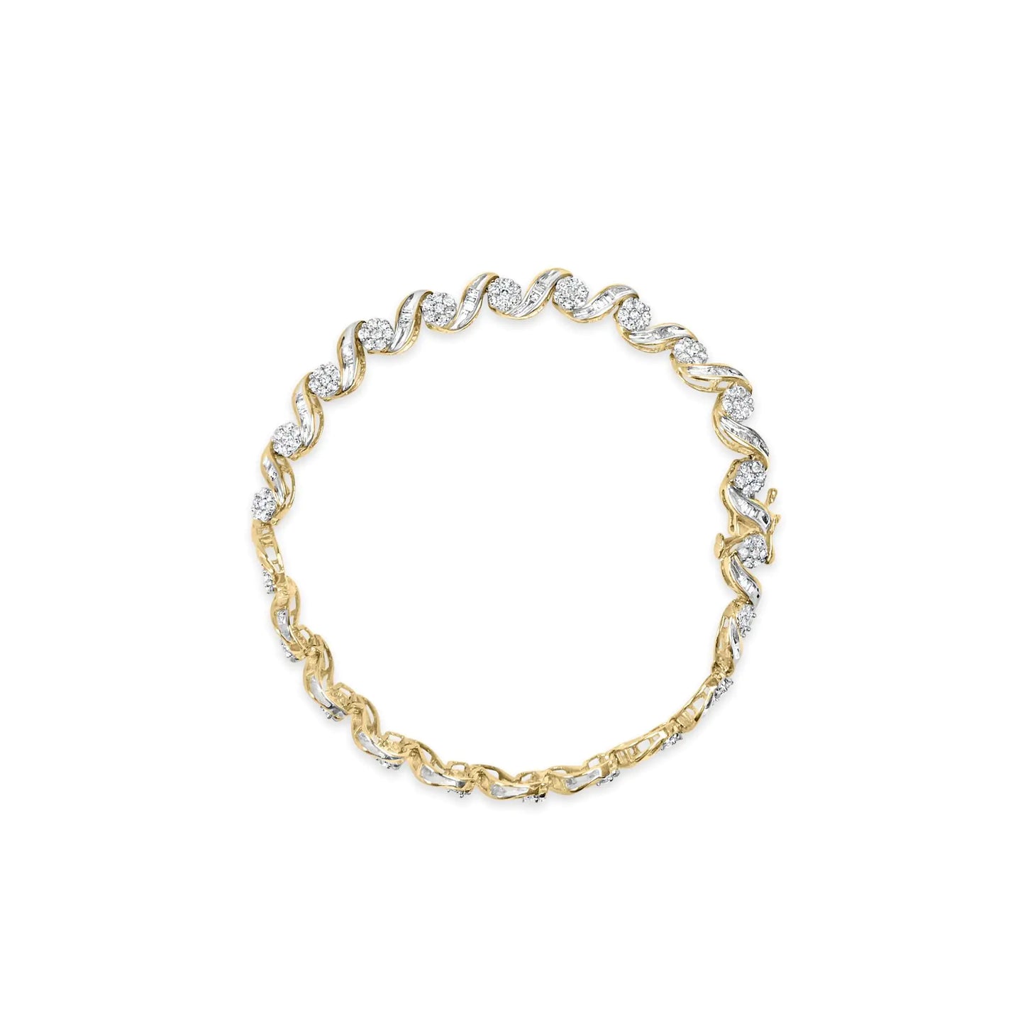 10K Yellow Gold Floral Design Swirl Link Diamond Bracelet – 2.00 CaratElevate your style with this 10K Yellow Gold Diamond Bracelet featuring an elegant floral design and swirl link pattern. Adorned with 2.00 carats of dazzling diamond10K Yellow Gold Floral Design Swirl Link Diamond Bracelet – 2Bracelet10K Yellow Gold Floral Design Swirl Link Diamond Bracelet – 2