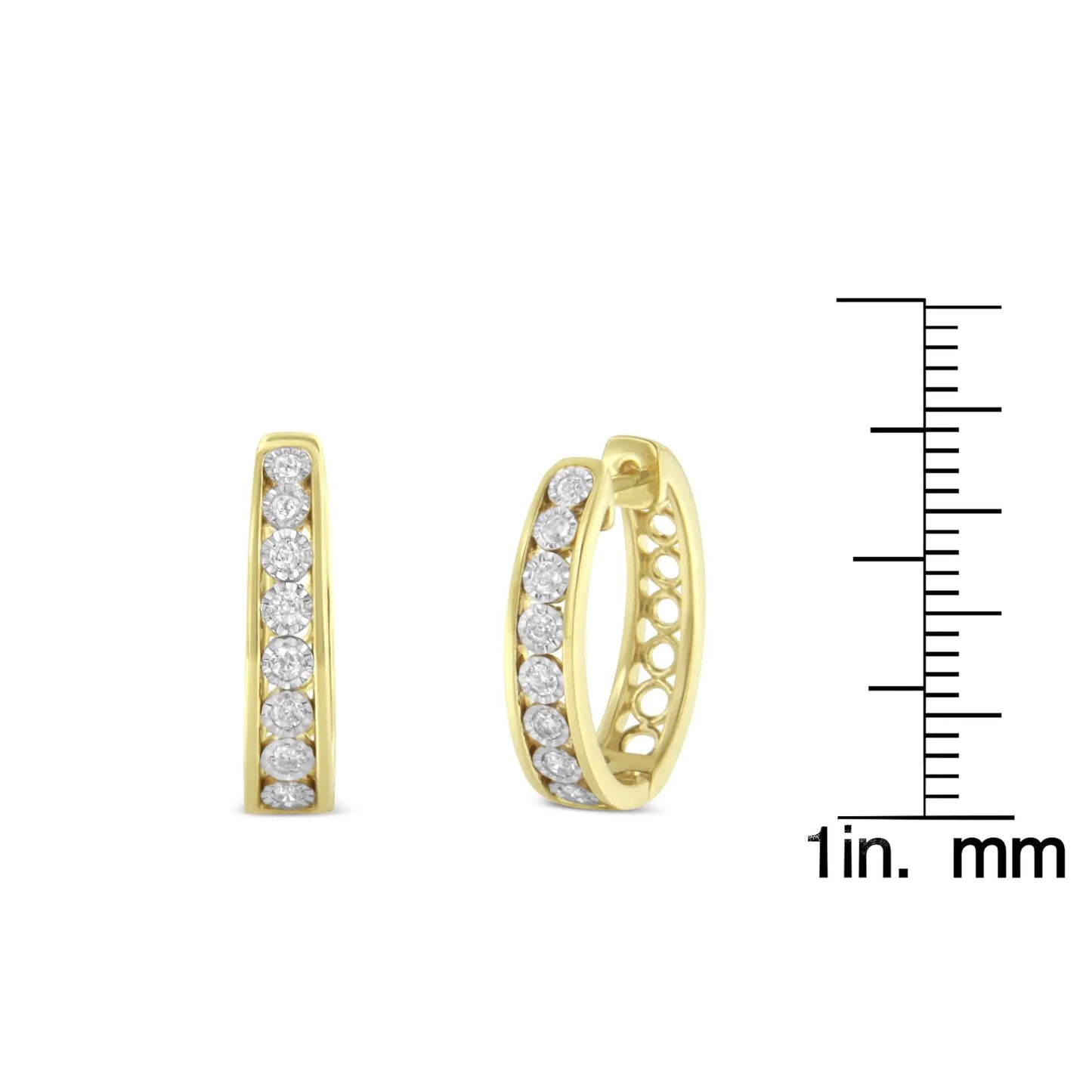 10KT Yellow and White Gold Diamond Hoop Earring (1/2 cttw, J-K Color, Elegant Diamond Hoop Earrings – 10K Two-Tone Gold, Leverback ClosuresAdd sparkle to your style with these elegant diamond hoop earrings. Crafted in 10K two-tone gold10KT Yellow10KT Yellow