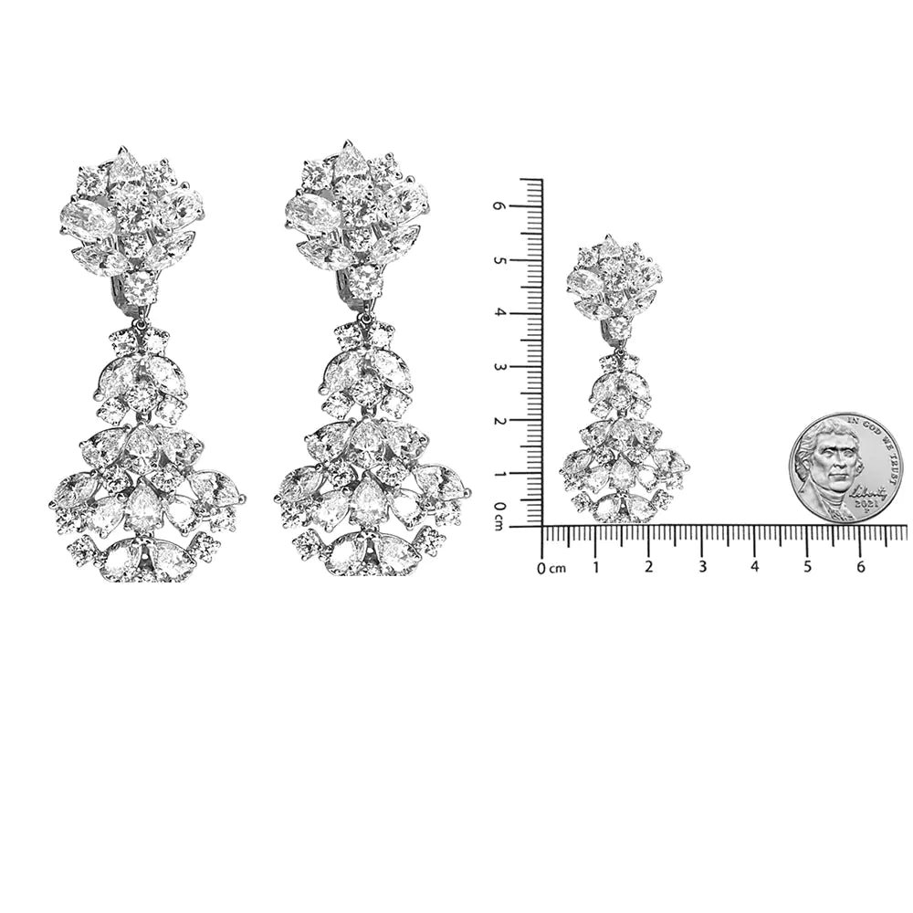 18K White Gold 9 1/2 Cttw Diamond Cluster Drop Dangle Clip-On EarringsBrimming with the vivacious sparkle of natural, white diamonds, these dazzling drop earrings for her feature marquise, oval, pear, and round shaped diamonds in a pro18K White Gold 9 12 Cttw Diamond Cluster Drop Dangle Clip-Earrings18K White Gold 9 12 Cttw Diamond Cluster Drop Dangle Clip-