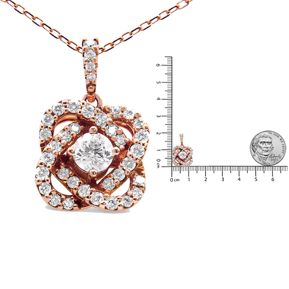 14K Rose Gold 1.00 Cttw Diamond Criss Cross Infinite Swirl "18" PendanLovely and petite, this elegant 1.00 c.t. diamond necklace is created in a rose design that will shine on your neckline. The rose motif features a single 1/2 c.t. ro00 Cttw Diamond Criss Cross Infinite Swirl "18" Pendant Necklace (Necklaces00 Cttw Diamond Criss Cross Infinite Swirl "18" Pendant Necklace (