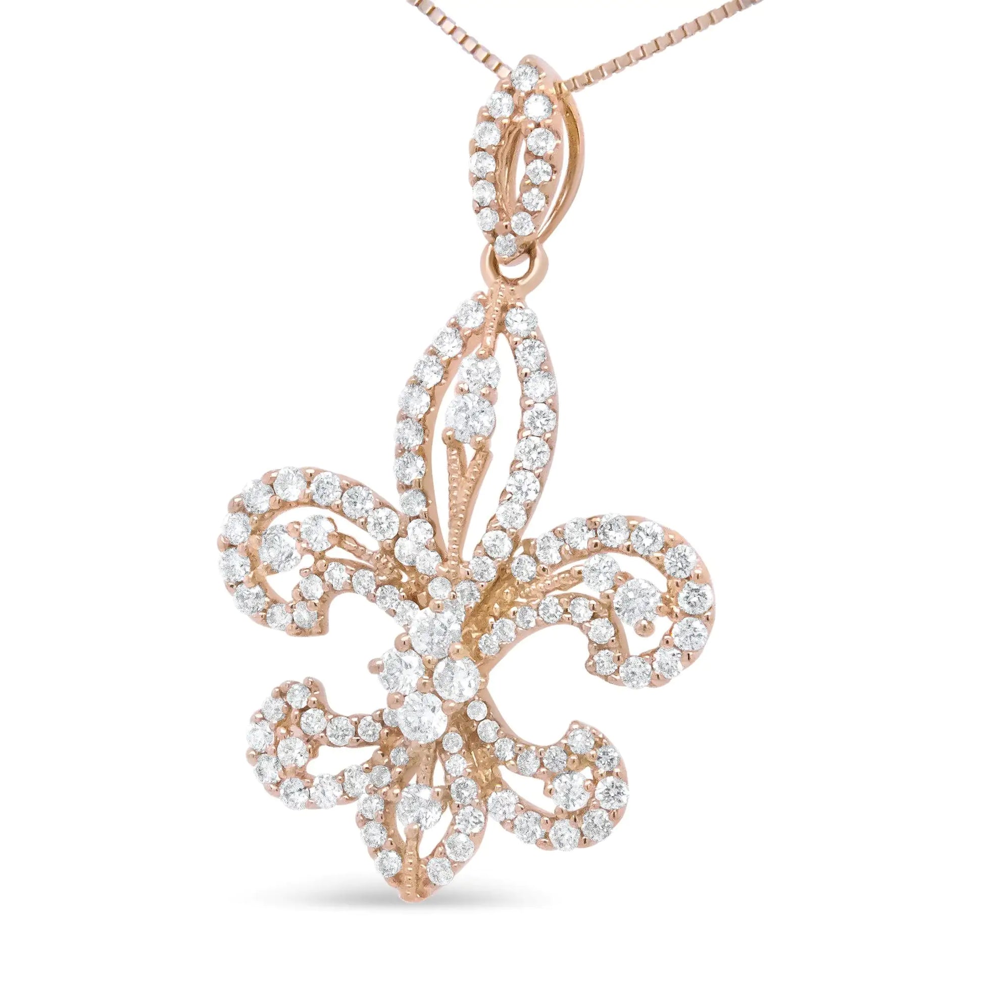 14K Yellow Gold 1.00 Cttw Round Diamond Fleur De Lis 18" Pendant NecklRegal and timeless, this 14k yellow gold pendant necklace is elegant in an openwork fleur de lis silhouette and enhanced by a total 1.00 cttw round diamonds in prong00 Cttw Round Diamond Fleur De Lis 18" Pendant Necklace Necklaces00 Cttw Round Diamond Fleur De Lis 18" Pendant Necklace 