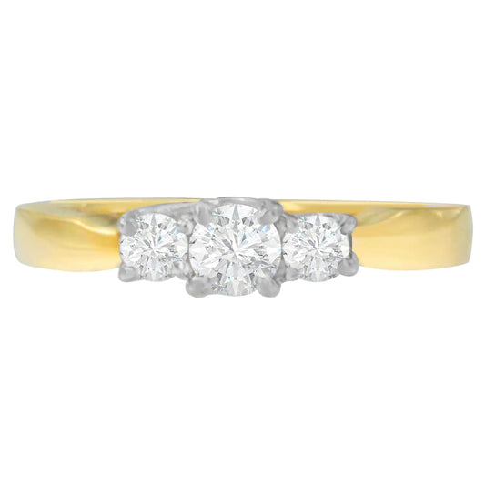 14K two-toned gold diamond ring with 1/2 CTTW round-cut diamonds, elegant design.