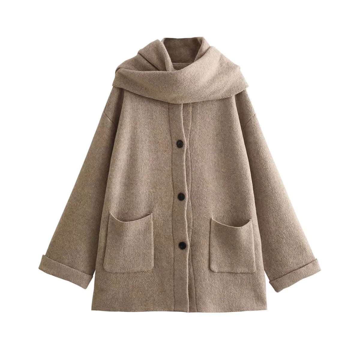 Chic 3-Color Knit Coat Set with Cozy Scarf - Perfect for Stylish LayerIntroducing our stylish and versatile jacket with scarf, perfect for the modern individual looking to elevate their wardrobe. Crafted from high-quality polyester fibChic 3-Color Knit Coat SetCoatsChic 3-Color Knit Coat Set