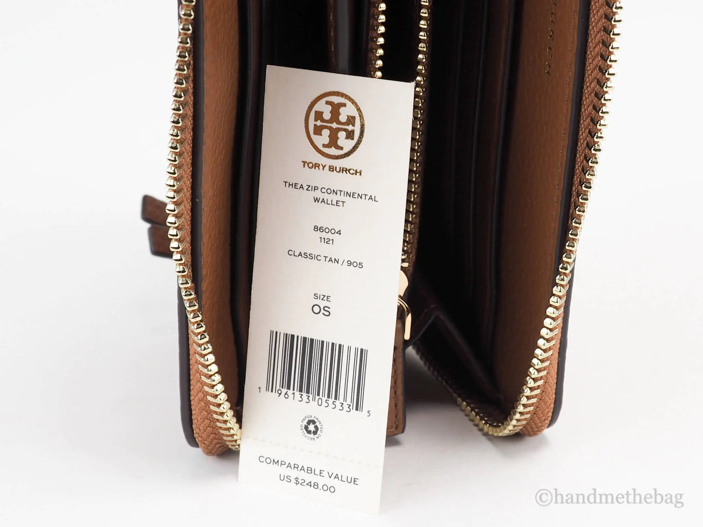 Tory Burch Thea Classic Tan Leather Zip Around Continental Clutch Wallet