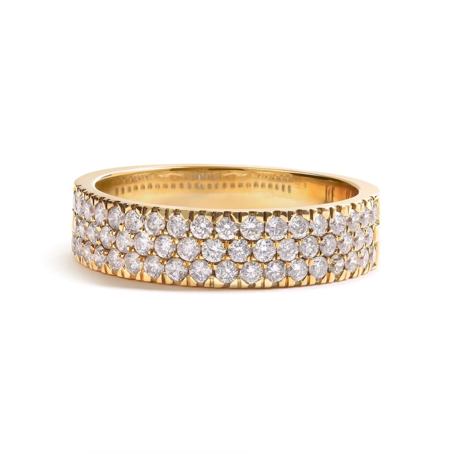 14K Yellow Gold Pave Set 3/4 cttw Multi Row Diamond Band Ring  (H-I CoIndulge in the exquisite allure of this captivating diamond band ring, handcrafted in lustrous 14K yellow gold. This radiant piece showcases a magnificent display of14K Yellow Gold Pave Set 34 cttw Multi Row Diamond Band Ring 14K Yellow Gold Pave Set 34 cttw Multi Row Diamond Band Ring 