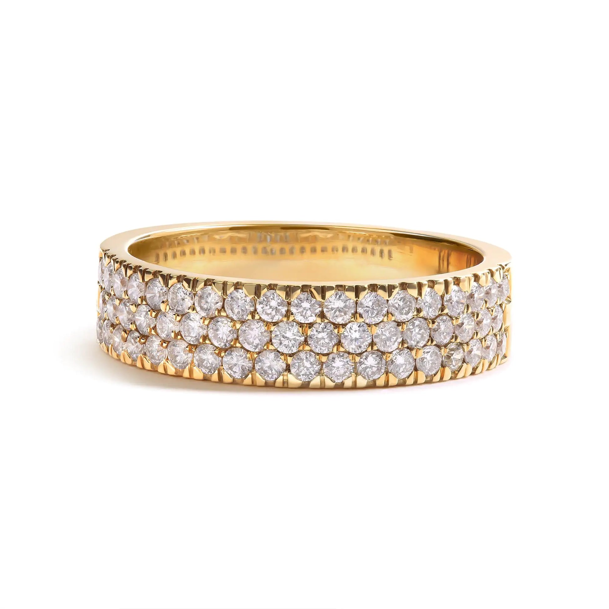 14K Yellow Gold Pave Set 3/4 cttw Multi Row Diamond Band Ring  (H-I CoIndulge in the exquisite allure of this captivating diamond band ring, handcrafted in lustrous 14K yellow gold. This radiant piece showcases a magnificent display of14K Yellow Gold Pave Set 34 cttw Multi Row Diamond Band Ring 14K Yellow Gold Pave Set 34 cttw Multi Row Diamond Band Ring 