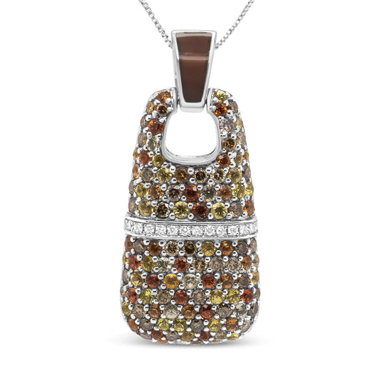 Sterling Silver Brown Enamel Diamond & Sapphire Pendant Necklace, 18Richly colored in a clear milk chocolate enamel, this pendant necklace highlights the splendor of round diamonds and natural gemstones in shared prong settings amidsSterling Silver Brown Enamel Diamond & Sapphire Pendant Necklace, 18NecklaceSterling Silver Brown Enamel Diamond & Sapphire Pendant Necklace, 18